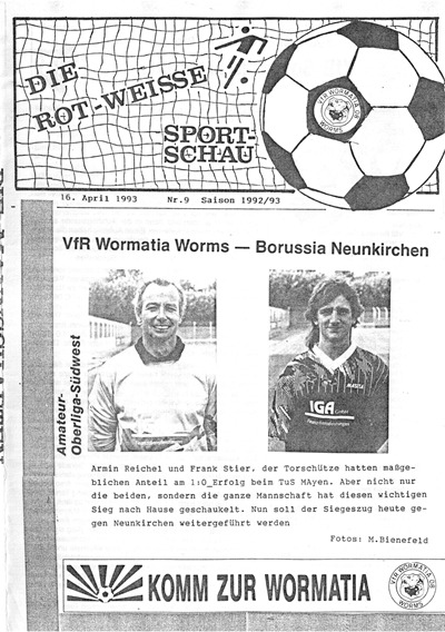 Programm DFB Pokal 1992/93 FSV Salmrohr SG Wattenscheid 
